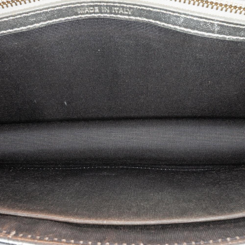 Christian Dior B Dior Silver Goatskin Leather Medium Metallic Ceramic Effect Deerskin Diorama Flap Italy