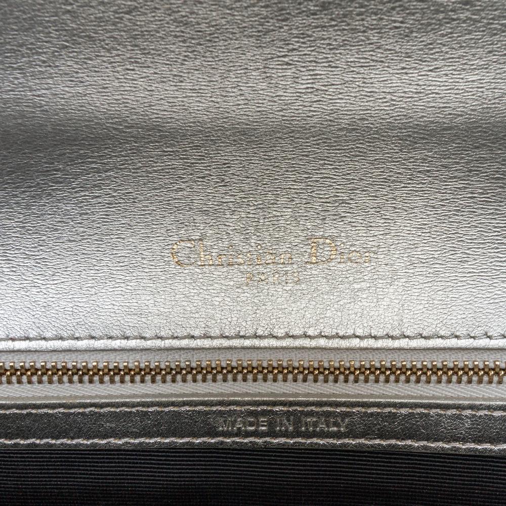 Christian Dior B Dior Silver Goatskin Leather Medium Metallic Ceramic Effect Deerskin Diorama Flap Italy