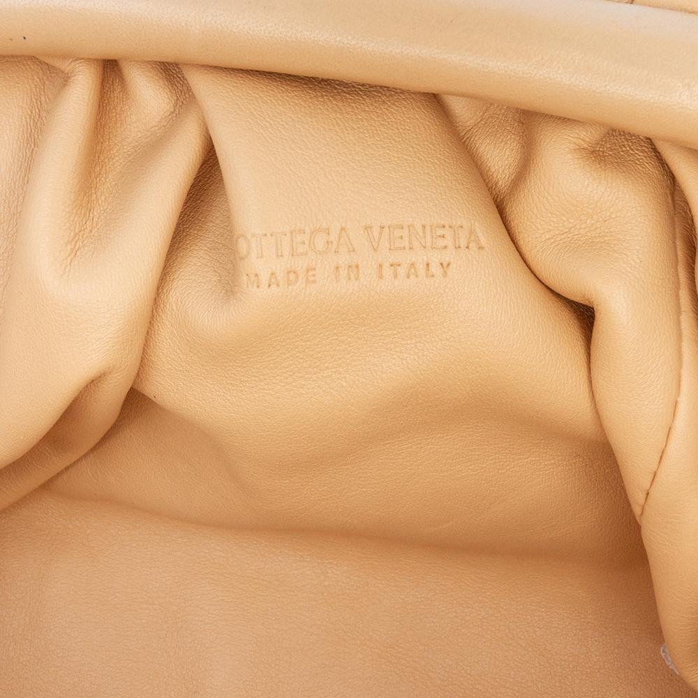 Bottega Veneta AB Bottega Veneta Brown Beige Lambskin Leather Leather Lambskin The Mini Pouch Crossbody Italy