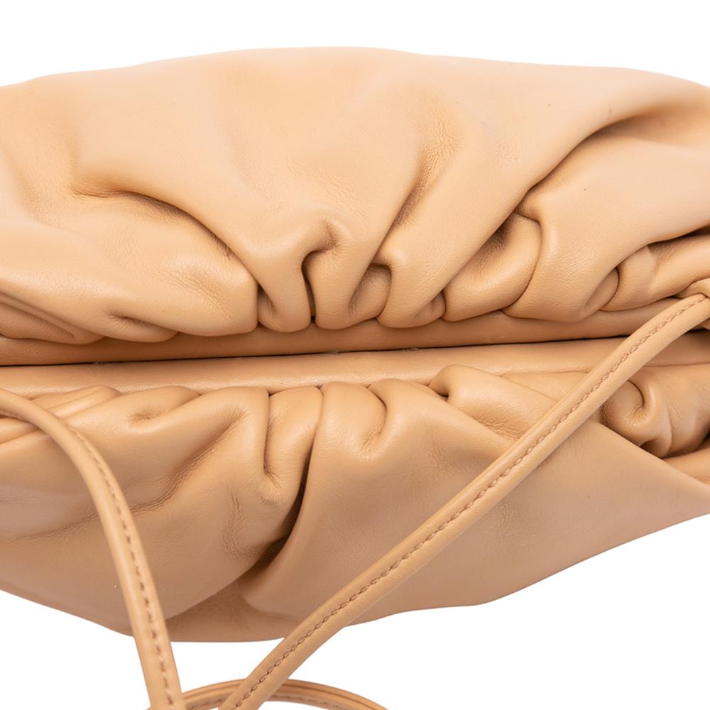 Bottega Veneta AB Bottega Veneta Brown Beige Lambskin Leather Leather Lambskin The Mini Pouch Crossbody Italy