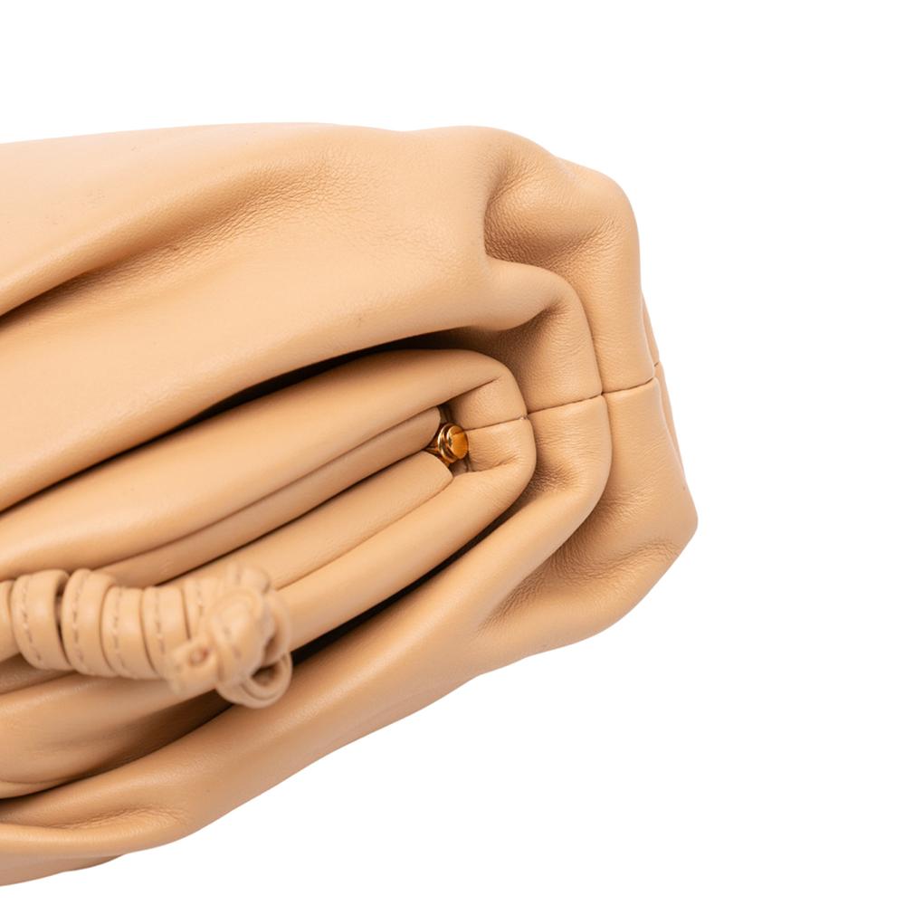 Bottega Veneta AB Bottega Veneta Brown Beige Lambskin Leather Leather Lambskin The Mini Pouch Crossbody Italy