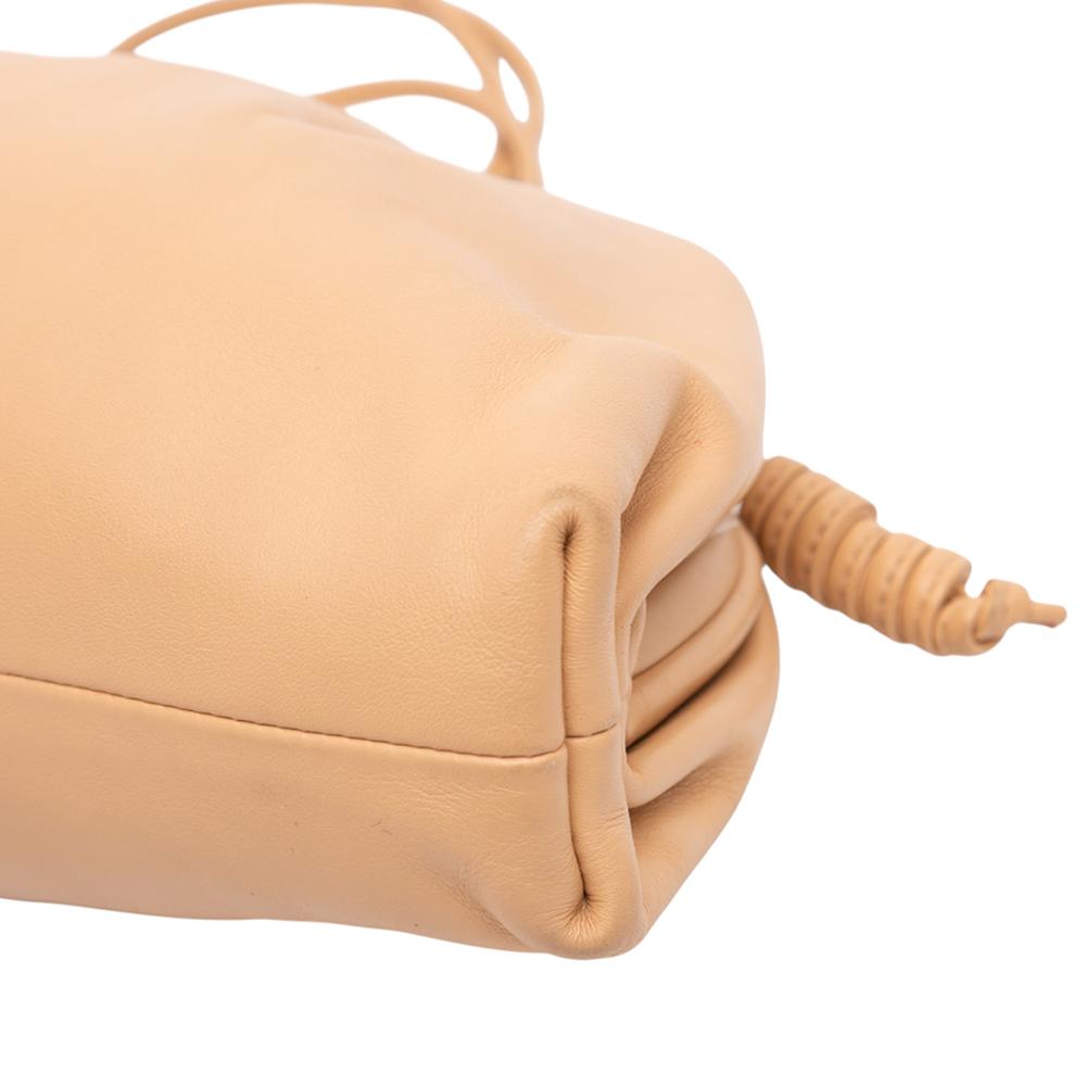 Bottega Veneta AB Bottega Veneta Brown Beige Lambskin Leather Leather Lambskin The Mini Pouch Crossbody Italy