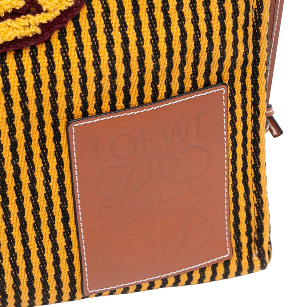 Loewe B LOEWE Blue with Multi Canvas Fabric Paulas Ibiza Large Stripes Cushion Tote Portugal