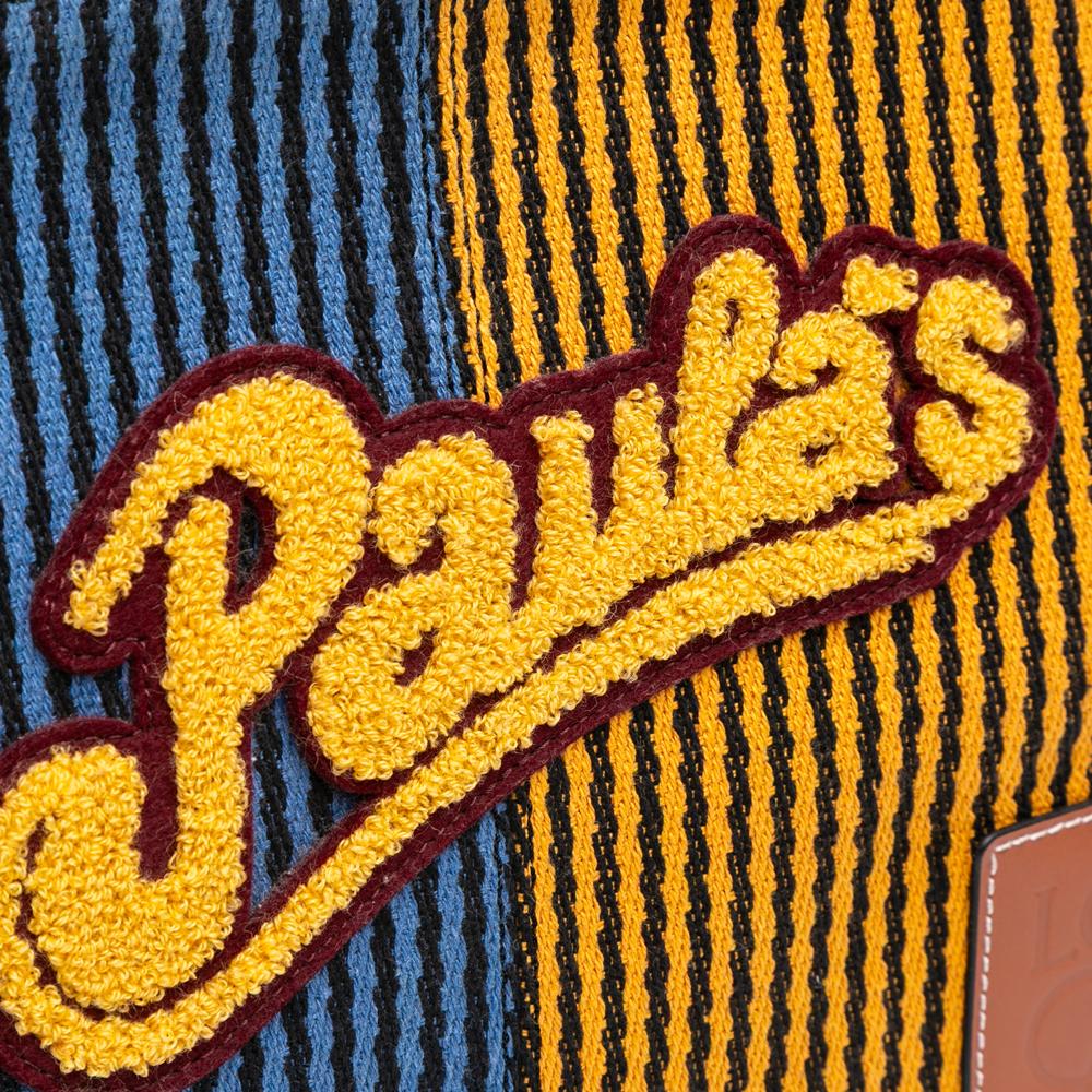 Loewe B LOEWE Blue with Multi Canvas Fabric Paulas Ibiza Large Stripes Cushion Tote Portugal