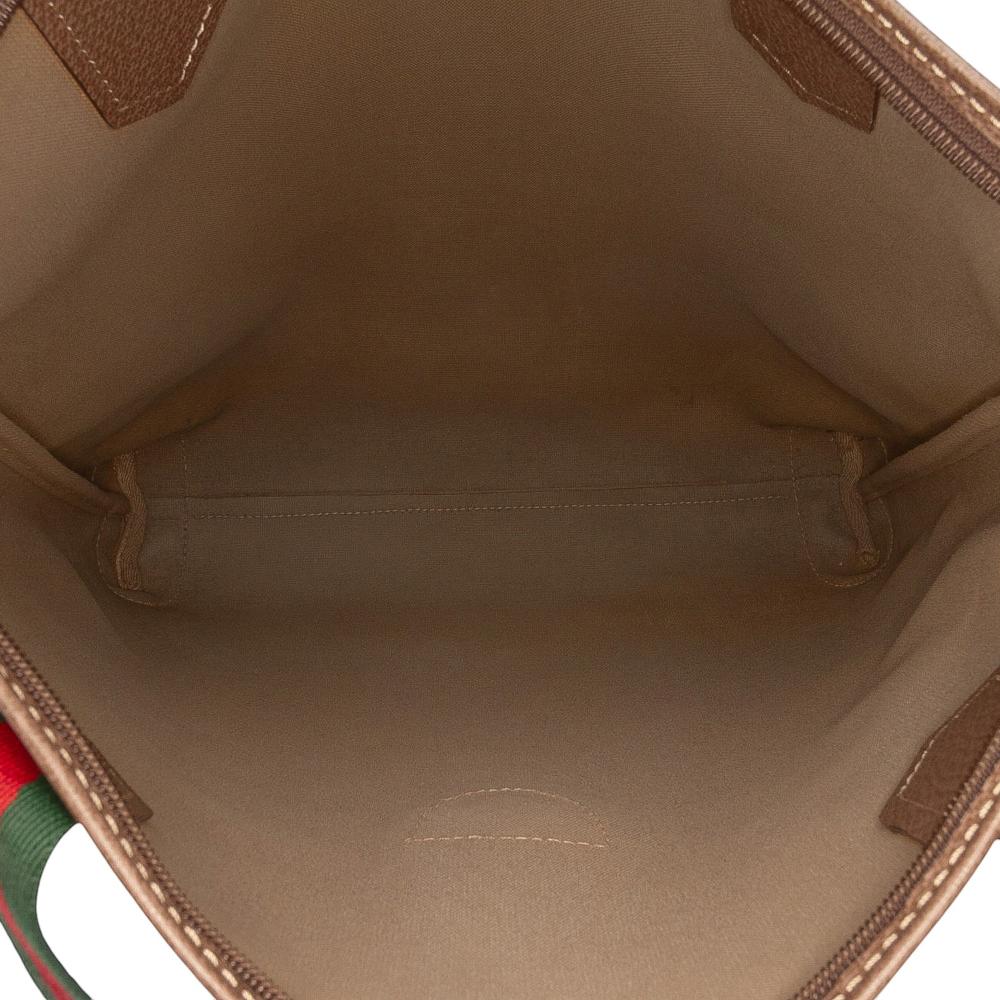 Gucci B Gucci Brown Beige Coated Canvas Fabric GG Supreme Web Tote Italy