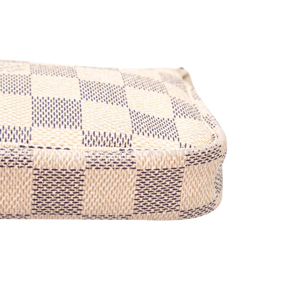Louis Vuitton B Louis Vuitton White with Blue Damier Canvas Fabric Damier Azur Mini Pochette Accessoires France