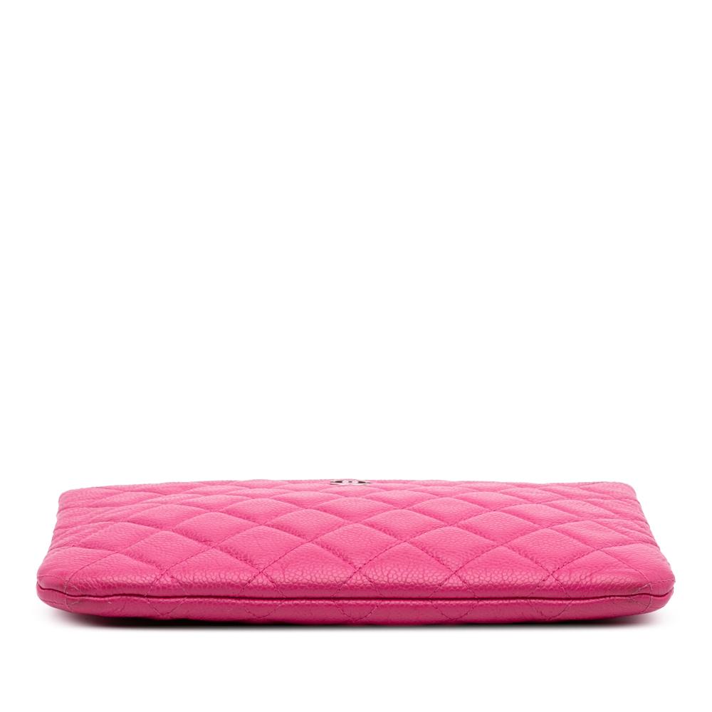 Chanel AB Chanel Pink Hot Pink Caviar Leather Leather Small Quilted Caviar O Case Clutch Italy