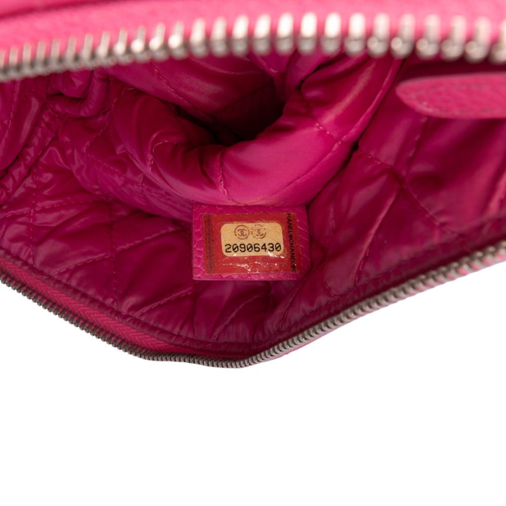 Chanel AB Chanel Pink Hot Pink Caviar Leather Leather Small Quilted Caviar O Case Clutch Italy