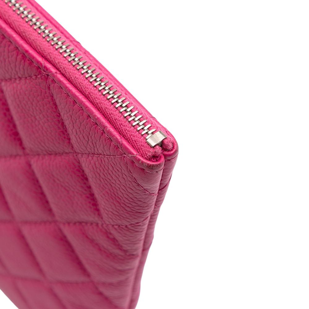 Chanel AB Chanel Pink Hot Pink Caviar Leather Leather Small Quilted Caviar O Case Clutch Italy