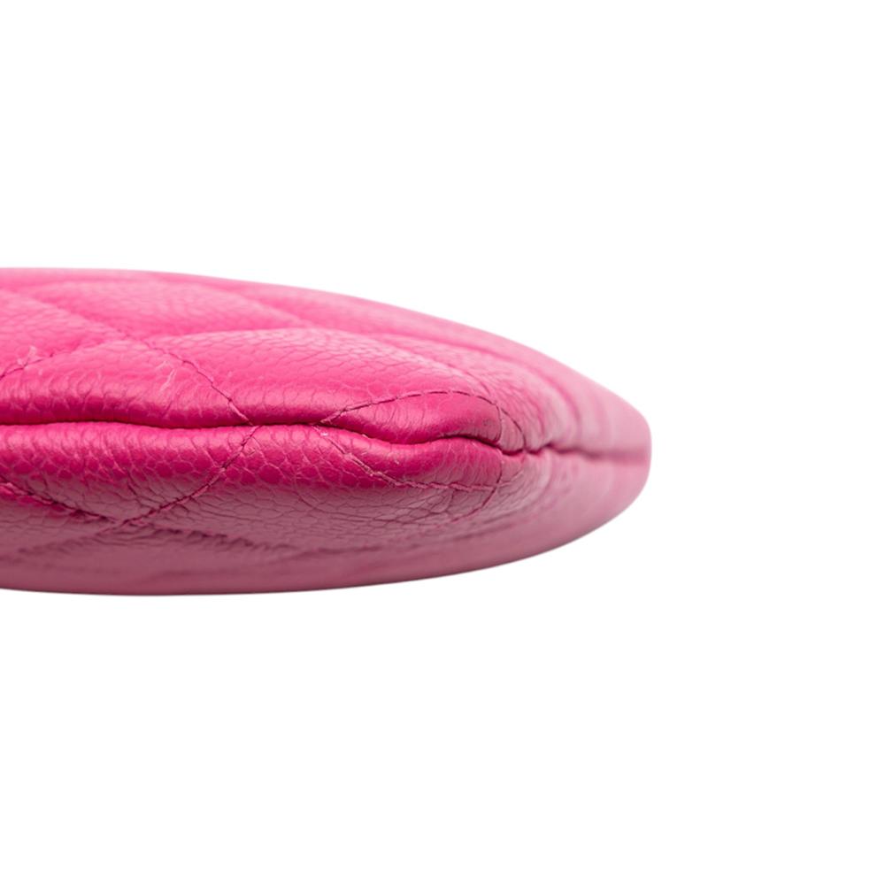 Chanel AB Chanel Pink Hot Pink Caviar Leather Leather Small Quilted Caviar O Case Clutch Italy