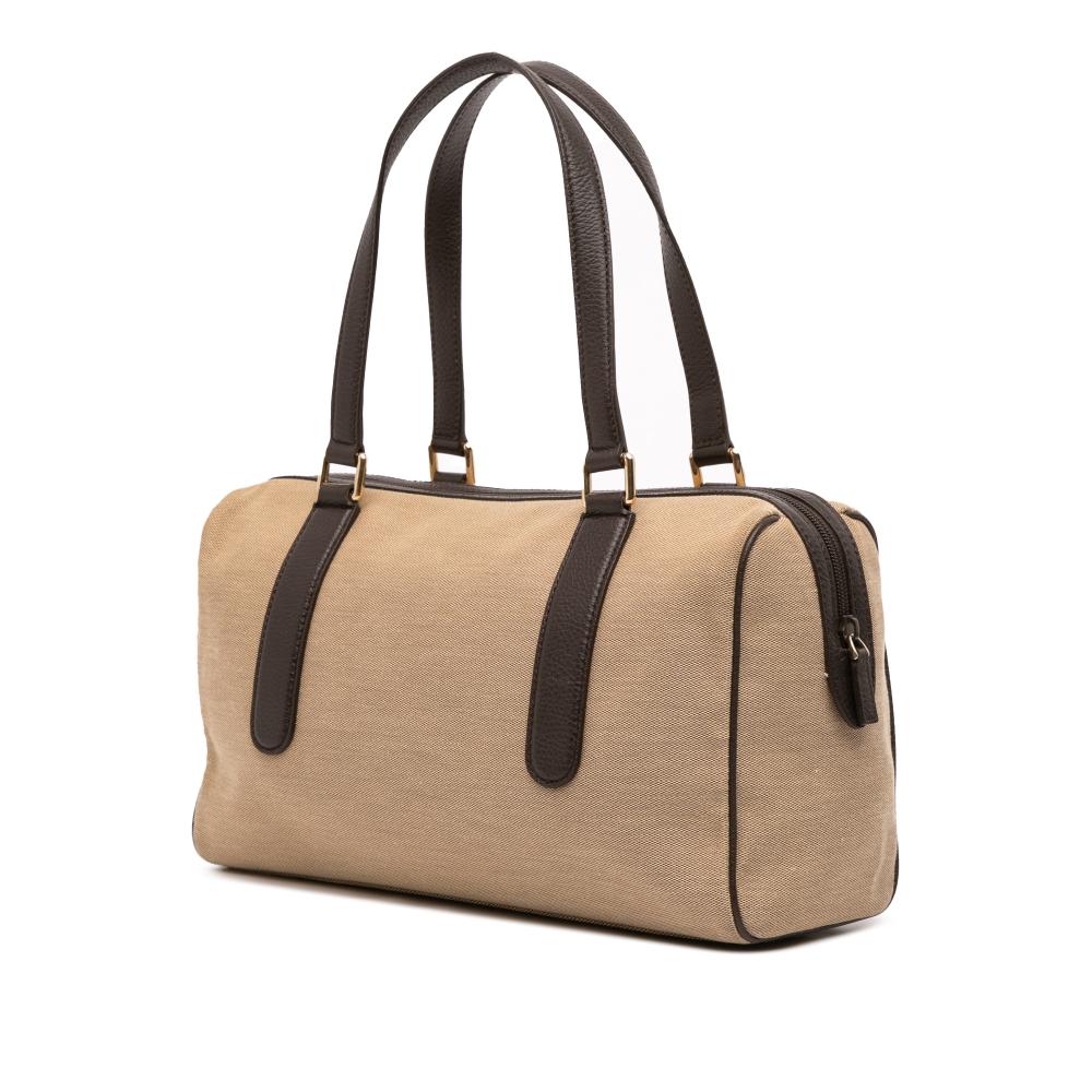 Gucci B Gucci Brown Beige Canvas Fabric Boston Italy