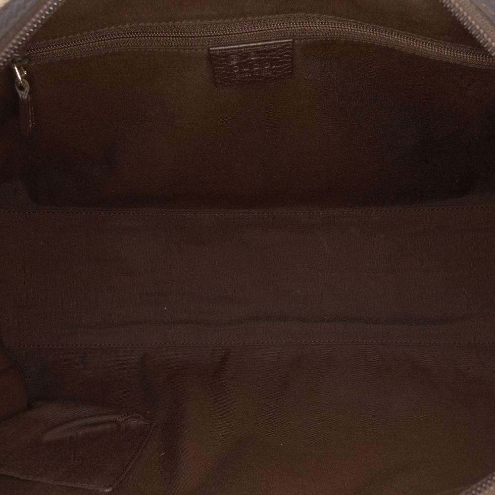 Gucci B Gucci Brown Beige Canvas Fabric Boston Italy