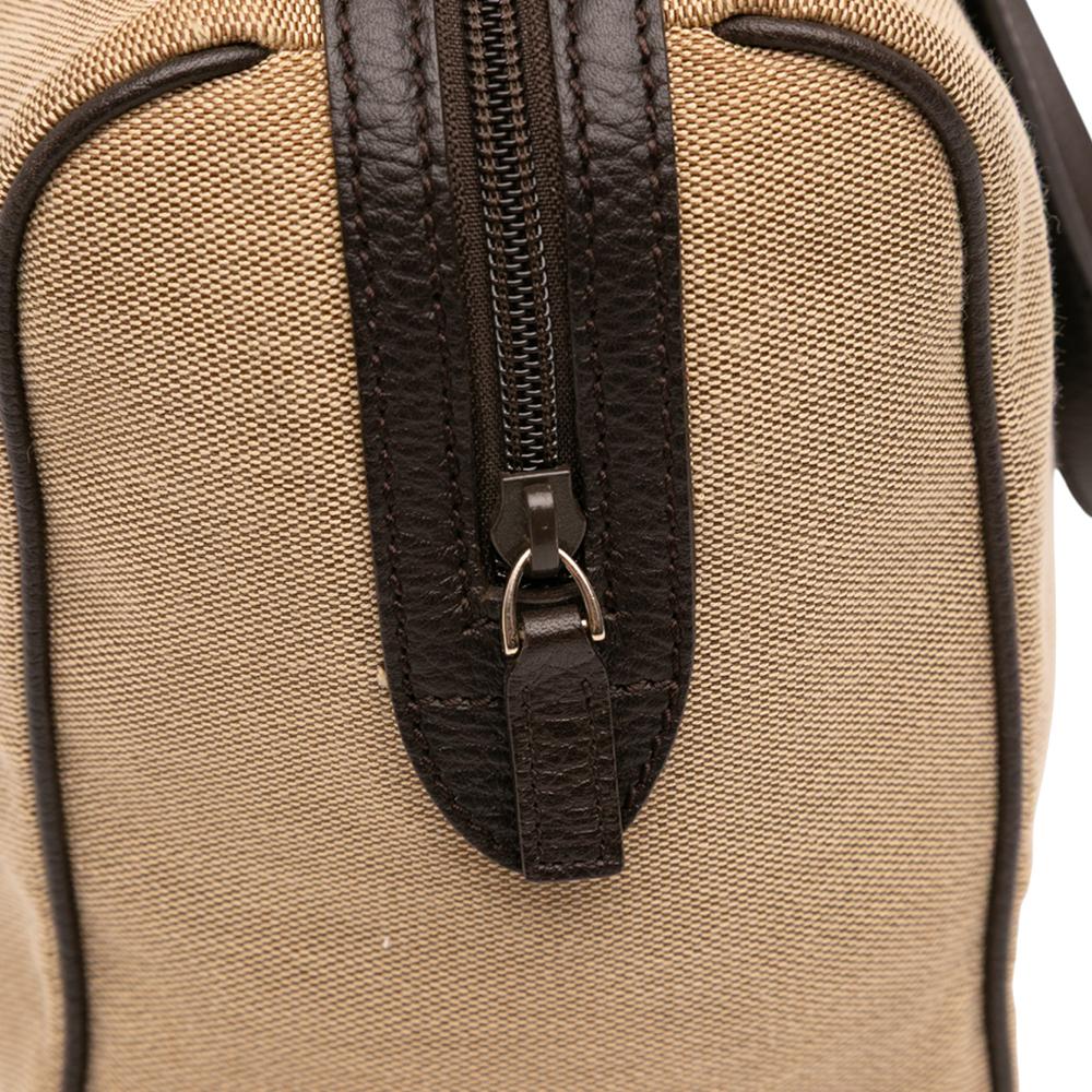 Gucci B Gucci Brown Beige Canvas Fabric Boston Italy
