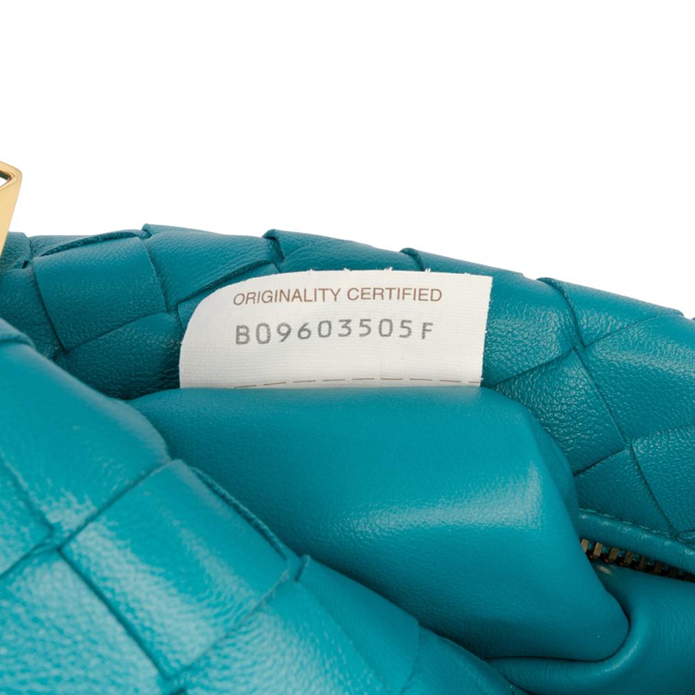 Bottega Veneta AB Bottega Veneta Blue Turquoise Nappa Leather Leather Mini Nappa Intrecciato Jodie Italy