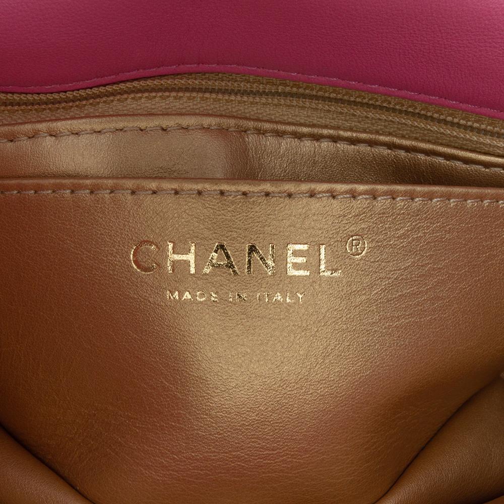 Chanel Pink Lambskin Leather Leather Mini Rectangular Classic Lambskin Pearl Crush Single Flap Italy