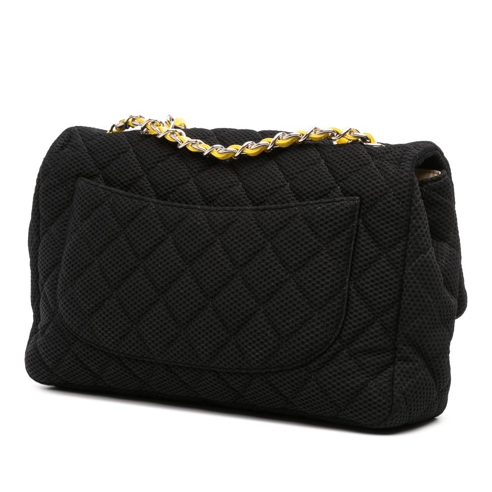Chanel AB Chanel Black Chemical Fiber Fabric Jumbo Classic Mesh Single Flap Italy