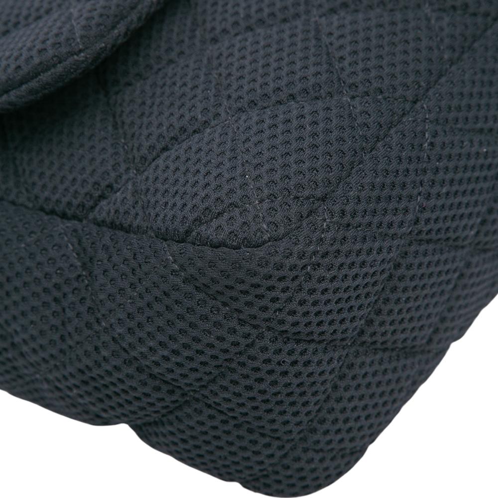 Chanel AB Chanel Black Chemical Fiber Fabric Jumbo Classic Mesh Single Flap Italy