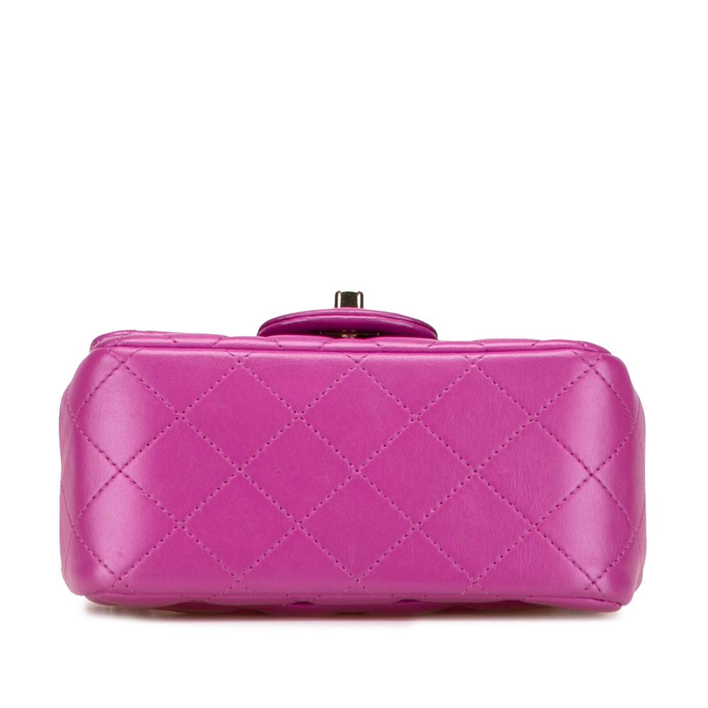 Chanel AB Chanel Purple Magenta Lambskin Leather Leather Mini Square Classic Lambskin Single Flap Italy