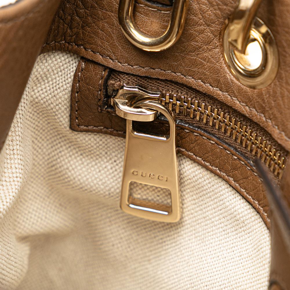 Gucci B Gucci Brown Calf Leather Small skin Bamboo Shopper Satchel Italy