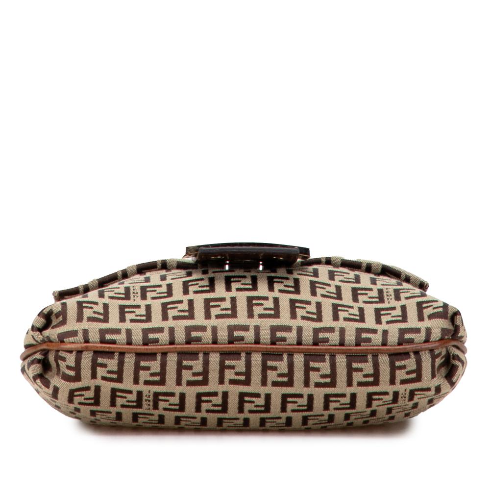 Fendi B Fendi Brown Beige Canvas Fabric Zucchino Crossbody Italy