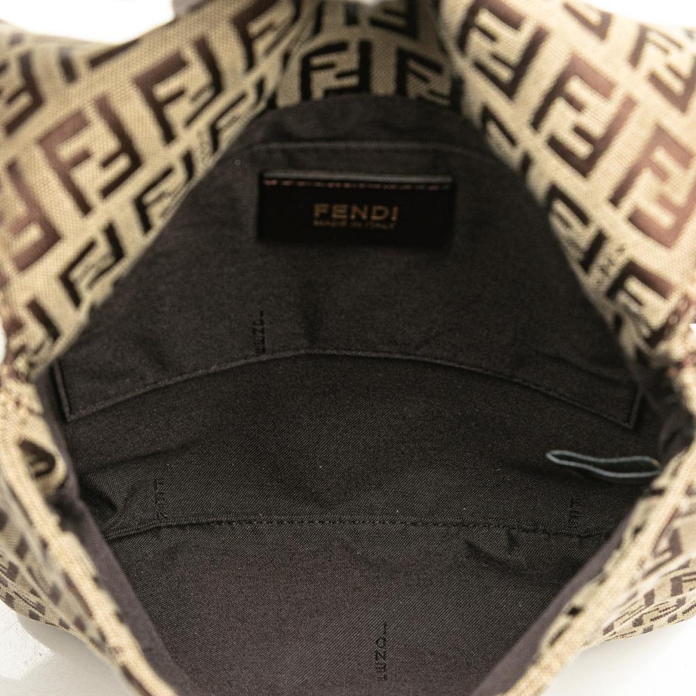Fendi B Fendi Brown Beige Canvas Fabric Zucchino Crossbody Italy