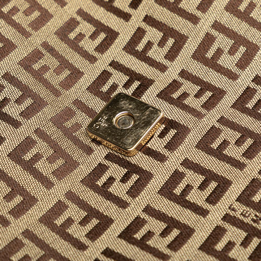 Fendi B Fendi Brown Beige Canvas Fabric Zucchino Crossbody Italy