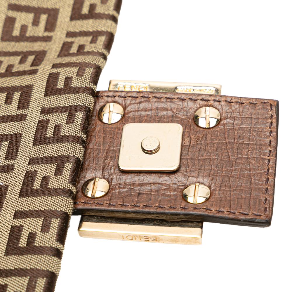 Fendi B Fendi Brown Beige Canvas Fabric Zucchino Crossbody Italy