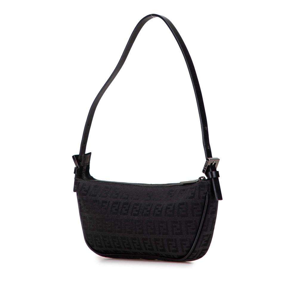 Fendi B Fendi Black Canvas Fabric Zucchino Pochette Italy
