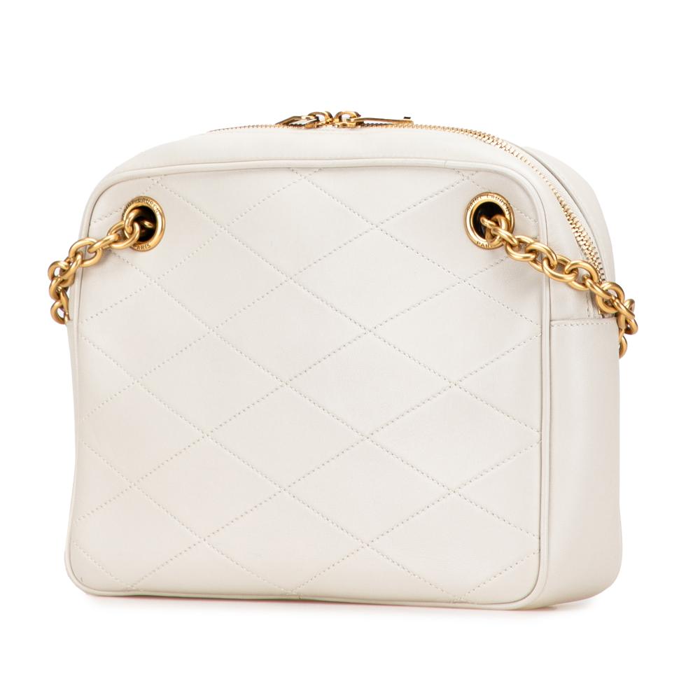 Saint Laurent B Saint Laurent White Lambskin Leather Leather Quilted Lambskin Le Maillon Chain Shoulder Bag Italy