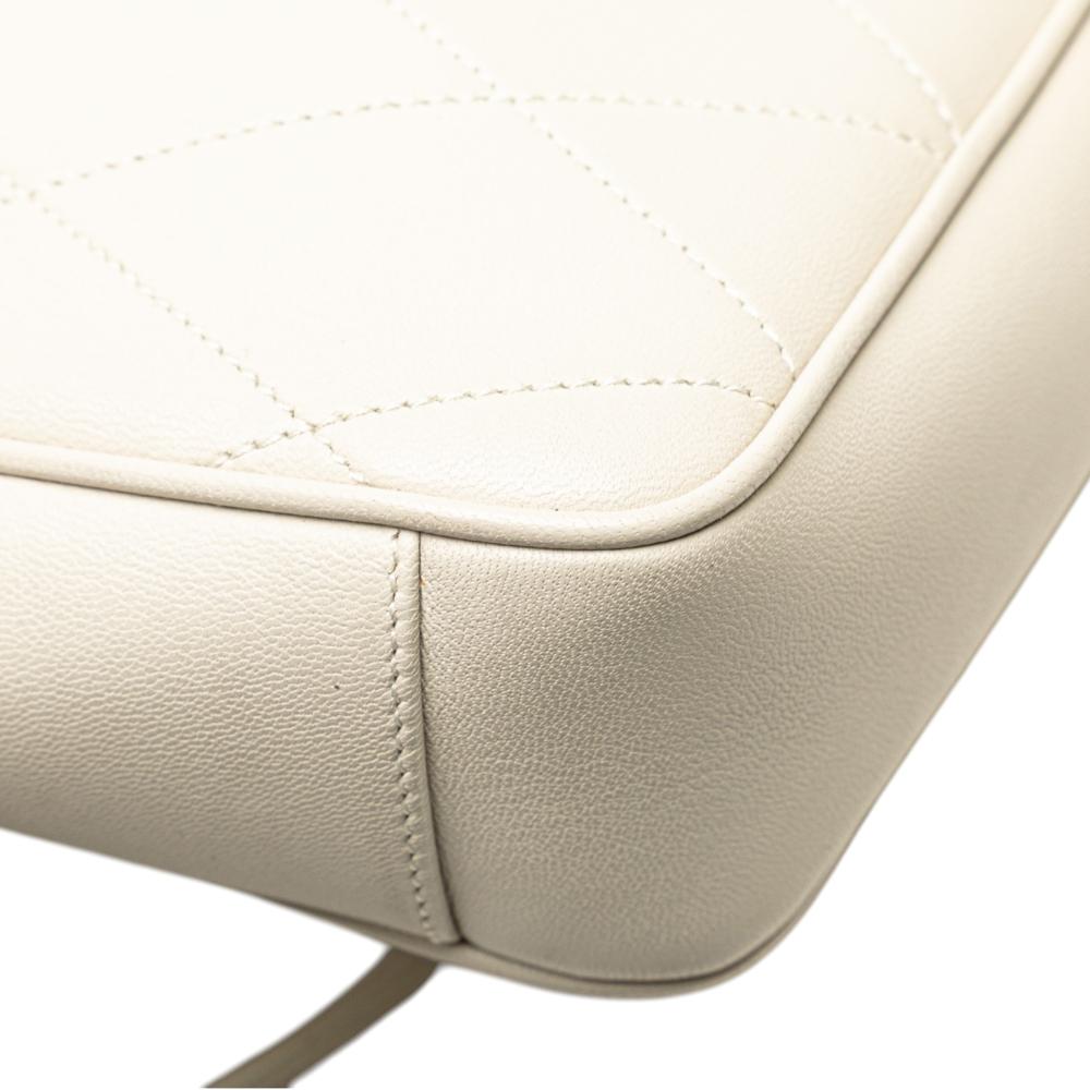 Saint Laurent B Saint Laurent White Lambskin Leather Leather Quilted Lambskin Le Maillon Chain Shoulder Bag Italy