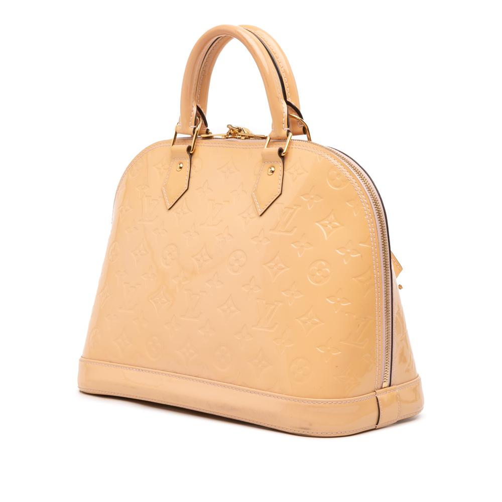 Louis Vuitton B Louis Vuitton Brown Nude Vernis Leather Leather Monogram Vernis Alma PM France