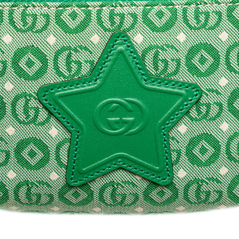 Gucci AB Gucci Green Canvas Fabric Kids GG Star Belt Bag Italy