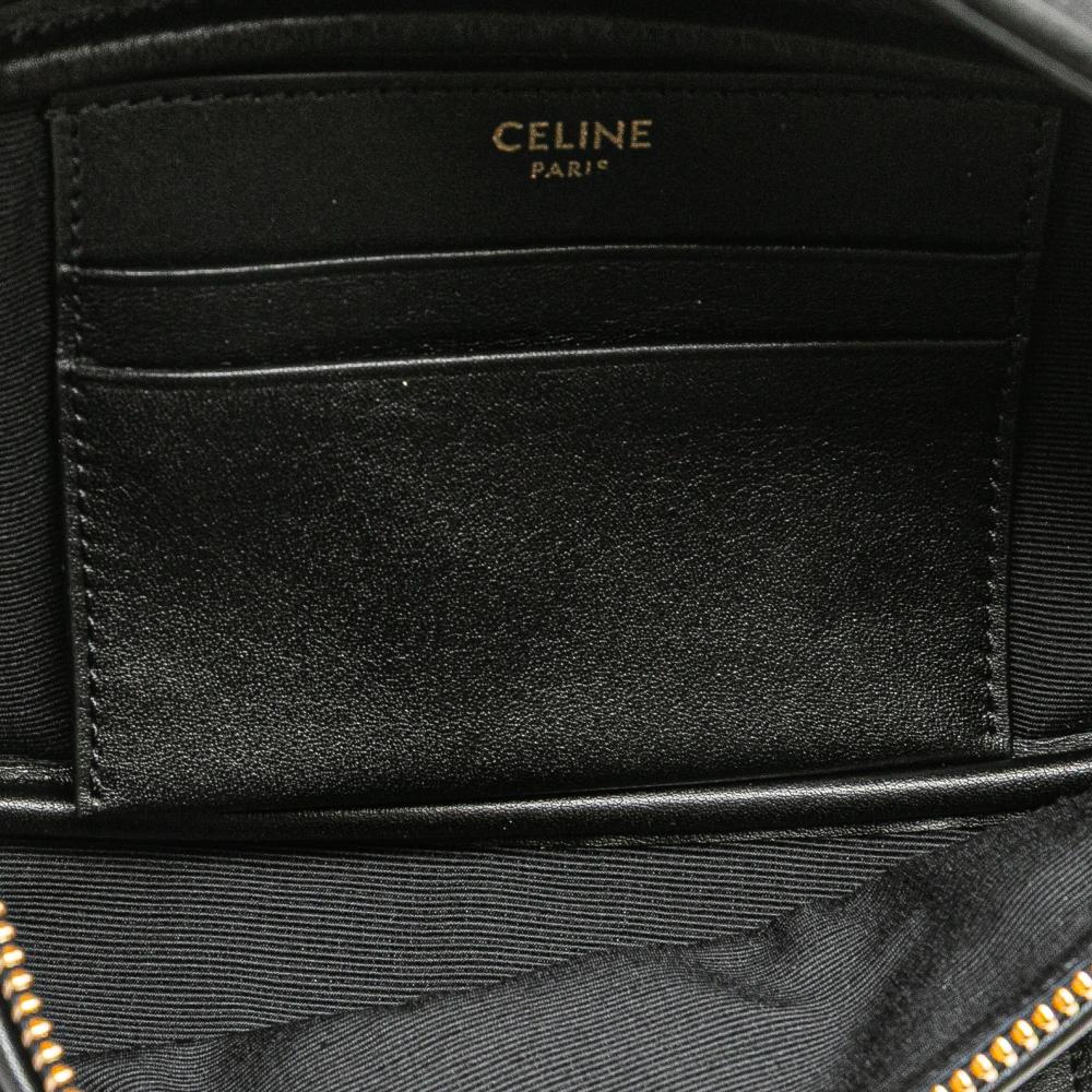Celine B Celine Black Calf Leather Quilted skin C Charm Belt Bag Italy
