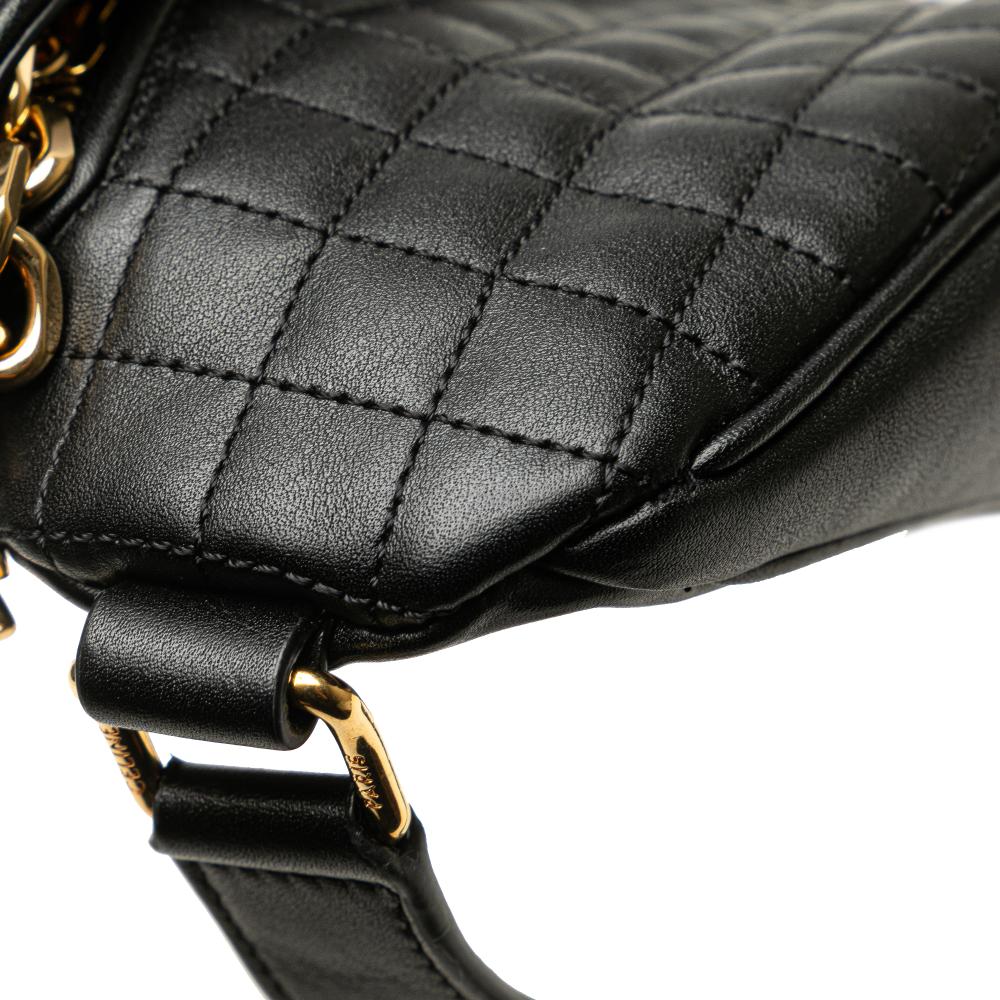 Celine B Celine Black Calf Leather Quilted skin C Charm Belt Bag Italy