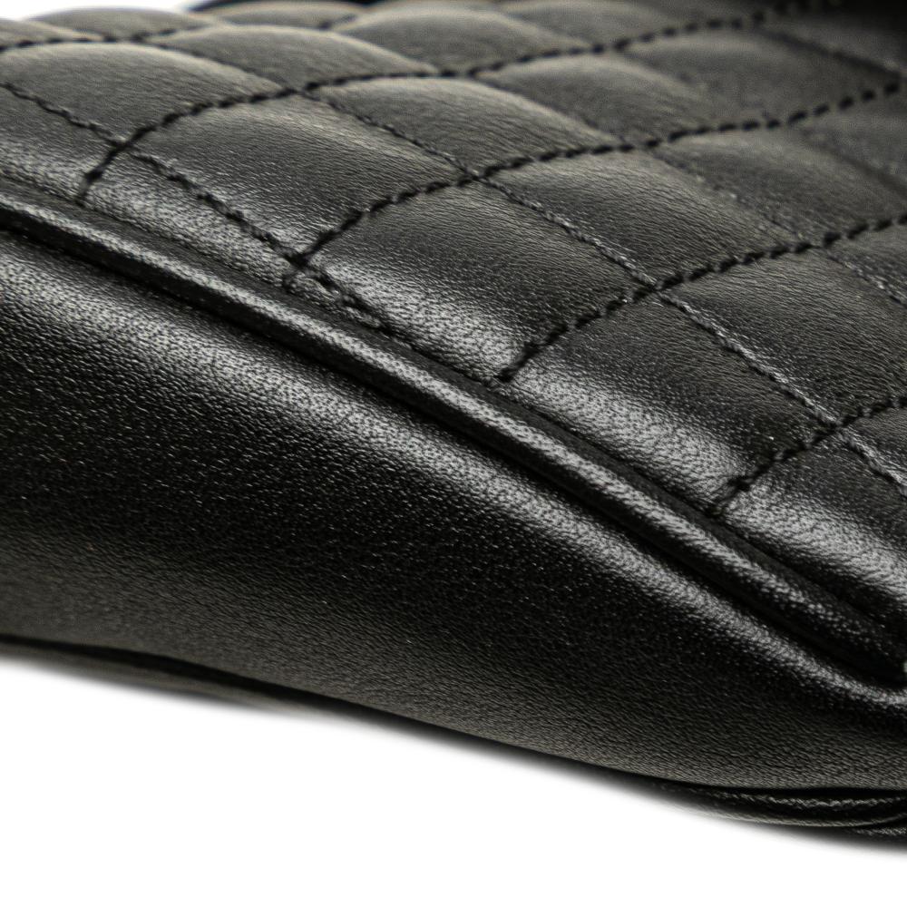 Celine B Celine Black Calf Leather Quilted skin C Charm Belt Bag Italy