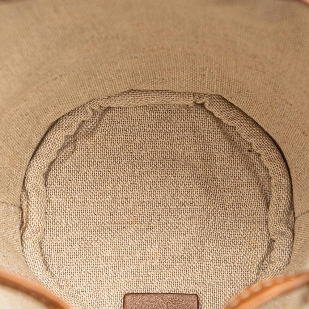 Celine AB Celine Brown Beige Canvas Fabric Micro Triomphe Embroidered Drawstring Bucket Bag Italy