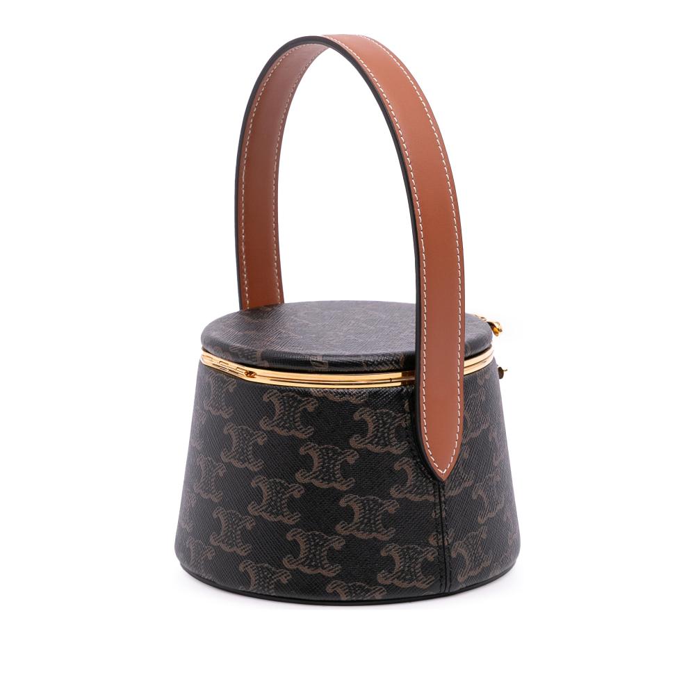 Celine AB Celine Brown Dark Brown Coated Canvas Fabric Triomphe Triomphe Nina Minaudiere Bag Italy