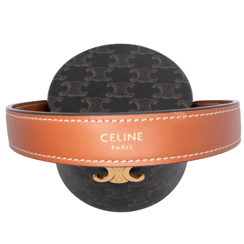 Celine AB Celine Brown Dark Brown Coated Canvas Fabric Triomphe Triomphe Nina Minaudiere Bag Italy