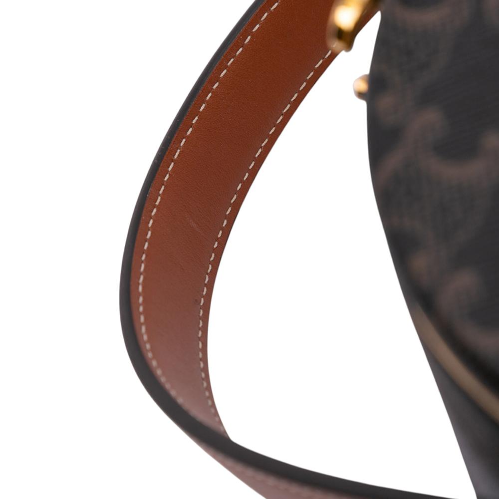 Celine AB Celine Brown Dark Brown Coated Canvas Fabric Triomphe Triomphe Nina Minaudiere Bag Italy