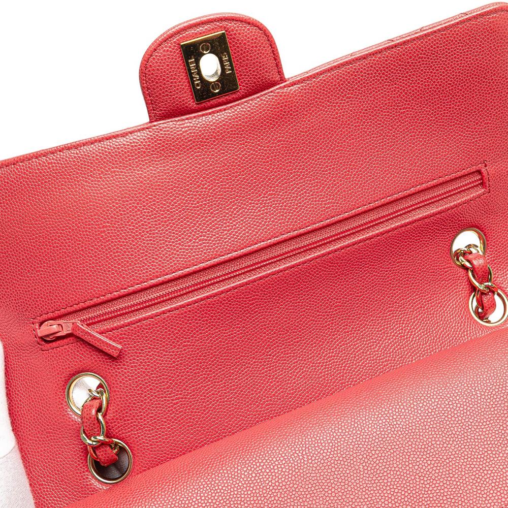 Chanel AB Chanel Pink Strawberry Caviar Leather Leather Medium Classic Caviar Double Flap France