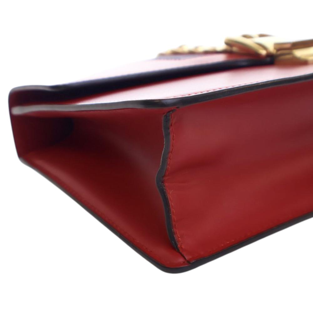 Gucci B Gucci Red Calf Leather Small Sylvie Web Satchel Italy