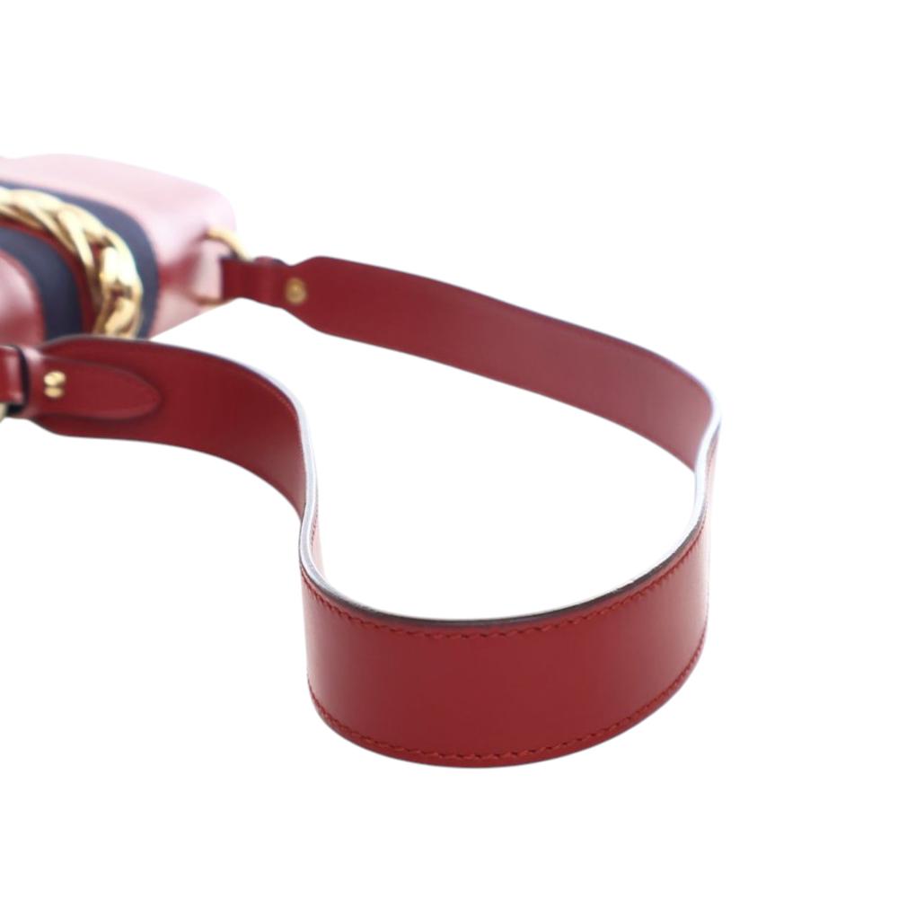 Gucci B Gucci Red Calf Leather Small Sylvie Web Satchel Italy