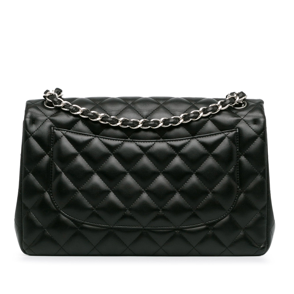 Chanel Classic Double Flap Jumbo Lambskin Leather Matelassè Handbag Black