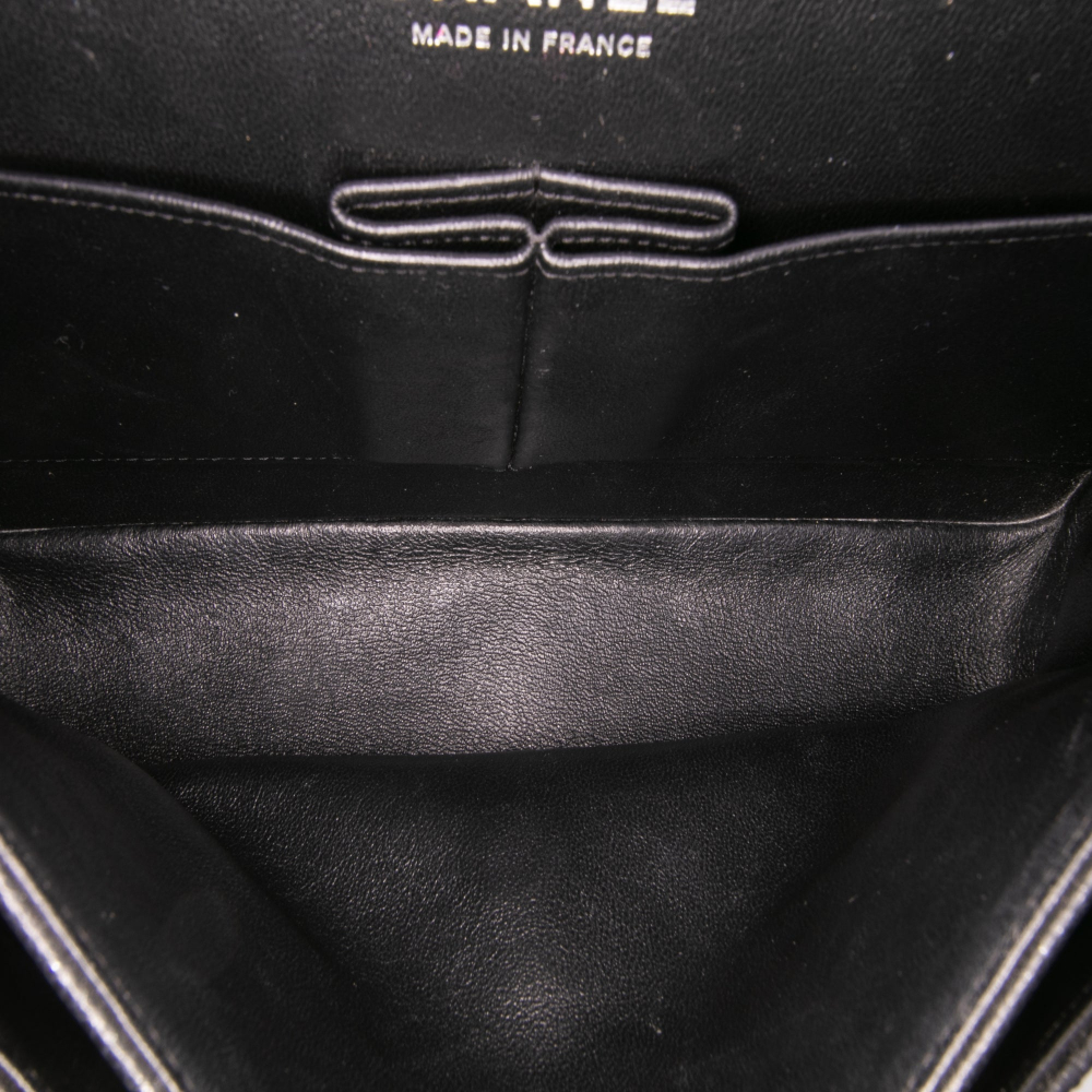 Chanel Classic Double Flap Medium Caviar Leather Matelassè Shoulder Bag Black