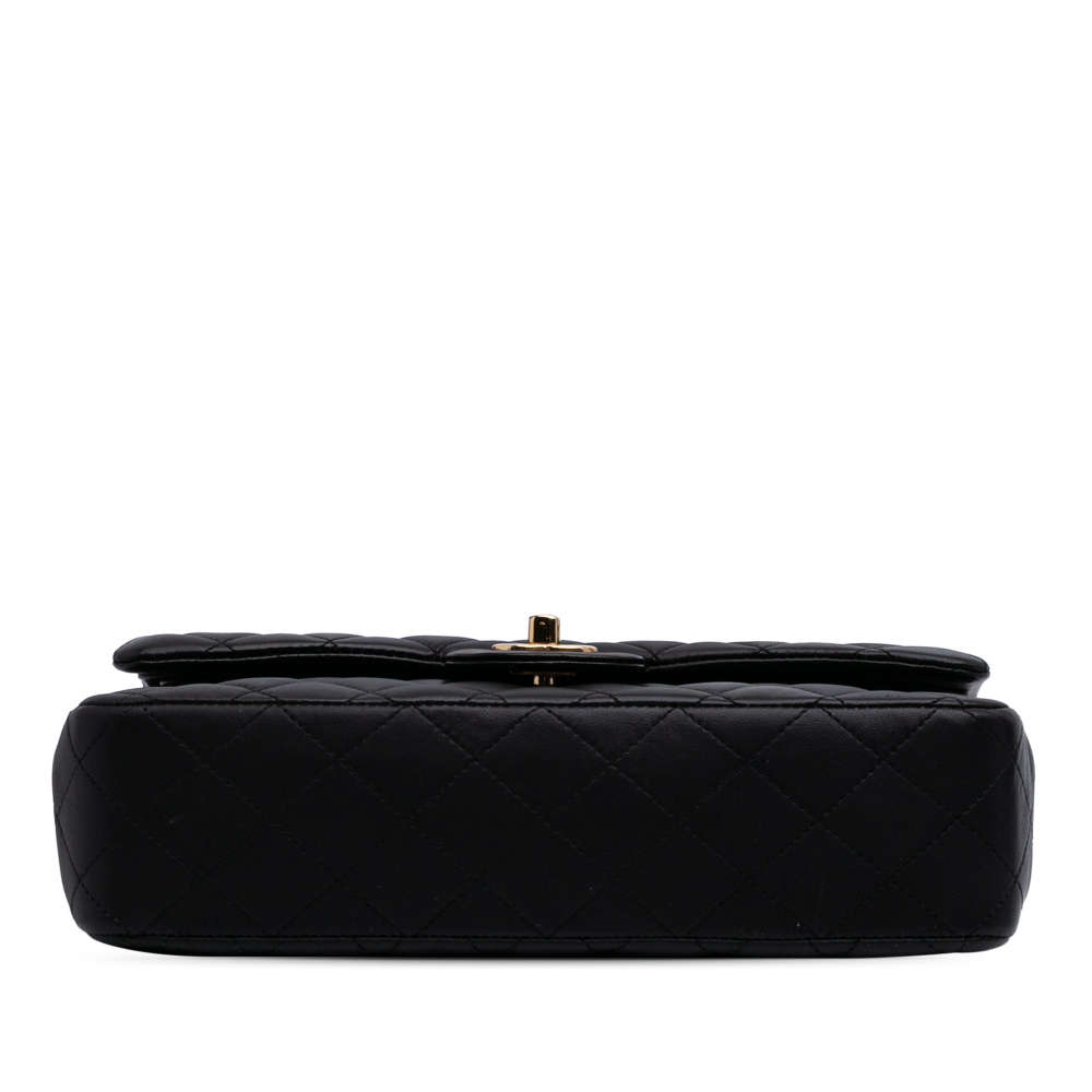 Chanel Classic Double Flap Medium Lambskin Leather Matelassè Shoulder Bag Black