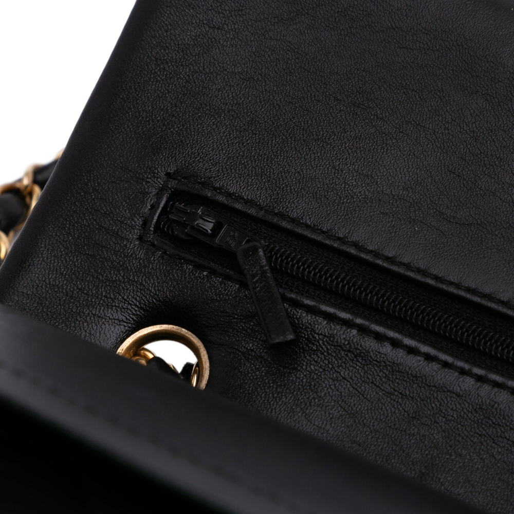 Chanel Classic Double Flap Medium Lambskin Leather Matelassè Shoulder Bag Black