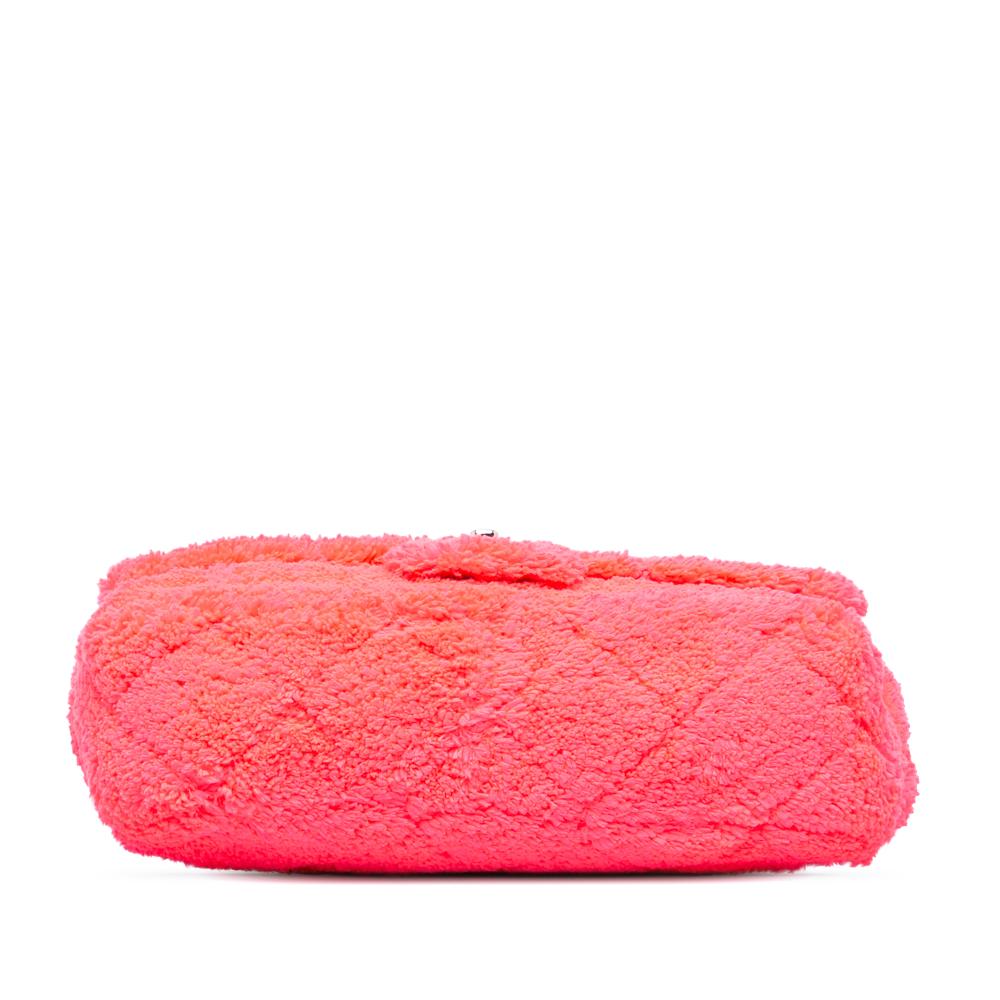 Chanel AB Chanel Pink Hot Pink Cotton Fabric Medium Quilted Terry Cloth Coco Beach Flap Italy