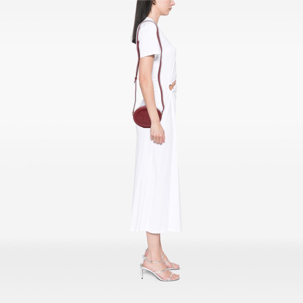 Celine AB Celine Red Calf Leather Small skin Cuir Triomphe Oval Crossbody Italy