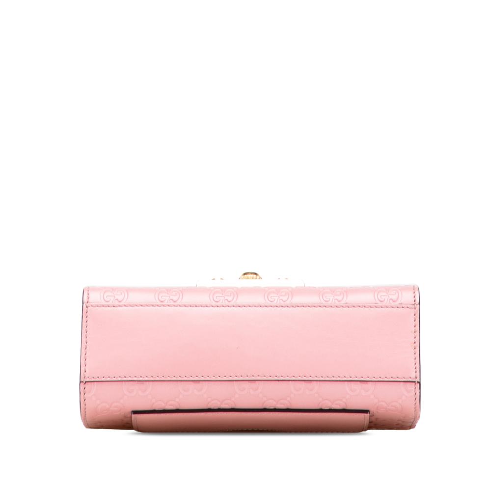 Gucci B Gucci Pink Calf Leather Small Guccissima Padlock Crossbody Italy