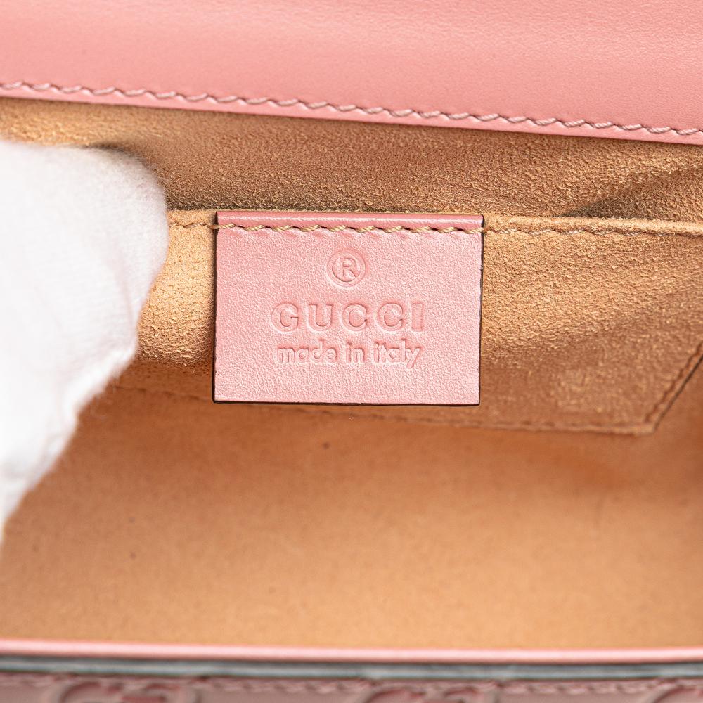 Gucci B Gucci Pink Calf Leather Small Guccissima Padlock Crossbody Italy